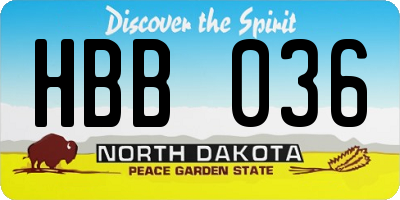 ND license plate HBB036