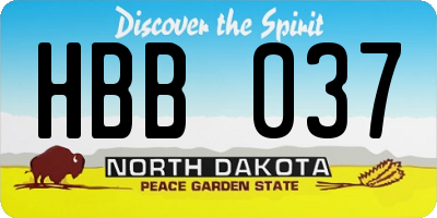 ND license plate HBB037