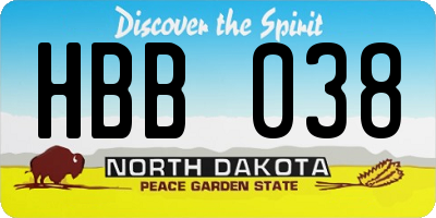 ND license plate HBB038