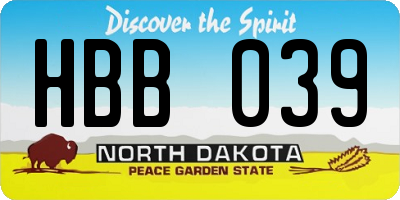 ND license plate HBB039