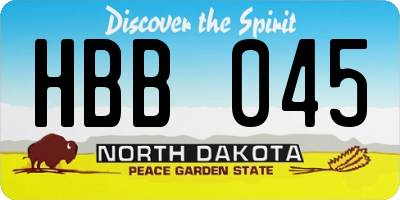 ND license plate HBB045