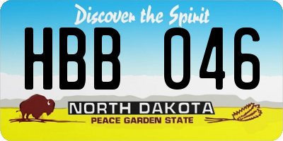 ND license plate HBB046