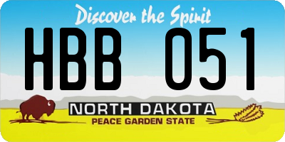 ND license plate HBB051