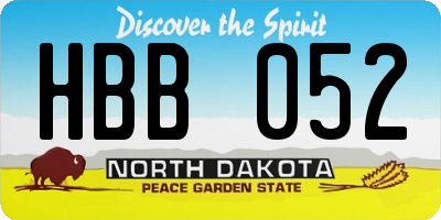 ND license plate HBB052