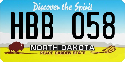 ND license plate HBB058