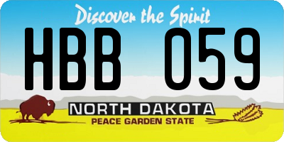 ND license plate HBB059