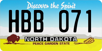 ND license plate HBB071