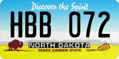 ND license plate HBB072