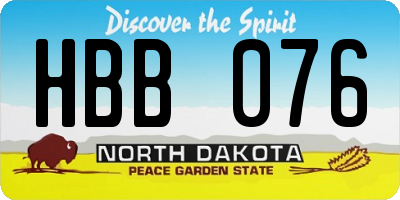 ND license plate HBB076