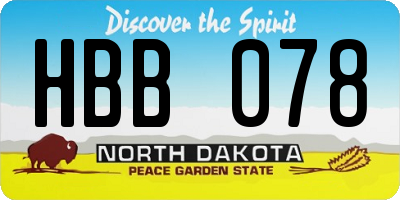 ND license plate HBB078