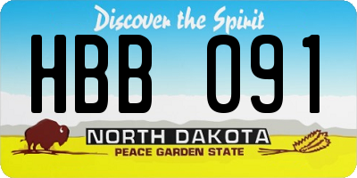 ND license plate HBB091