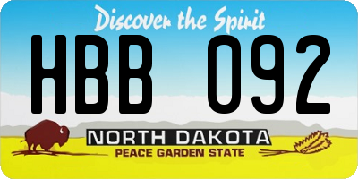 ND license plate HBB092