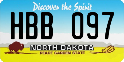 ND license plate HBB097