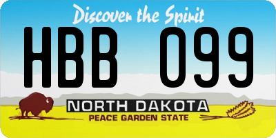 ND license plate HBB099