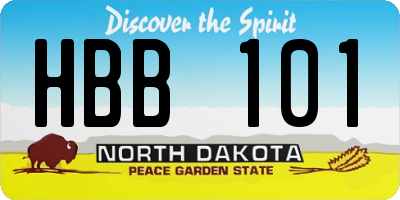 ND license plate HBB101