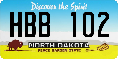 ND license plate HBB102