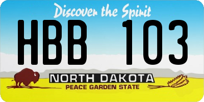 ND license plate HBB103