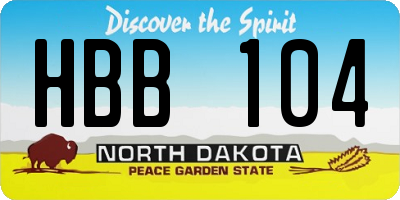 ND license plate HBB104