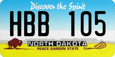 ND license plate HBB105