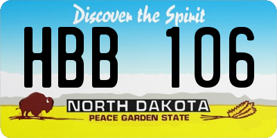 ND license plate HBB106