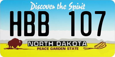 ND license plate HBB107