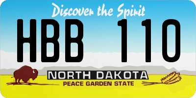 ND license plate HBB110