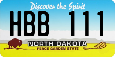 ND license plate HBB111