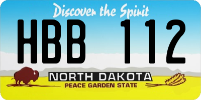 ND license plate HBB112