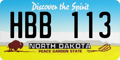 ND license plate HBB113