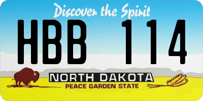 ND license plate HBB114