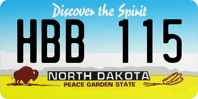 ND license plate HBB115