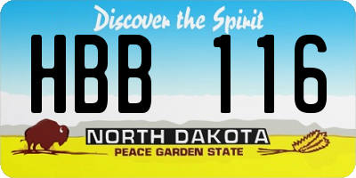 ND license plate HBB116