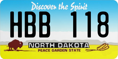 ND license plate HBB118