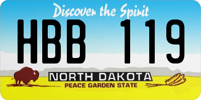 ND license plate HBB119