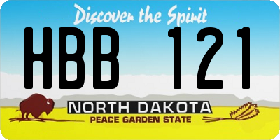 ND license plate HBB121