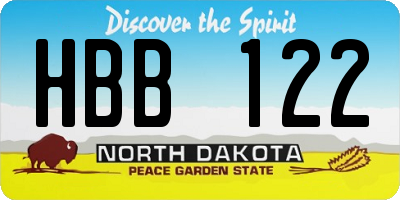 ND license plate HBB122