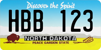 ND license plate HBB123