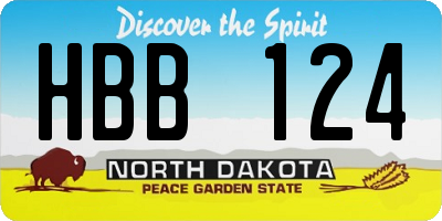 ND license plate HBB124