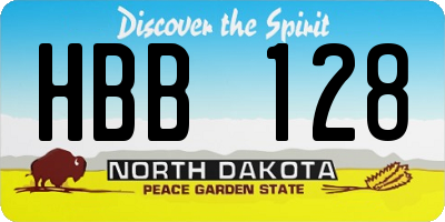 ND license plate HBB128