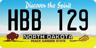 ND license plate HBB129