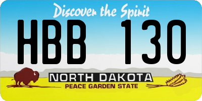 ND license plate HBB130