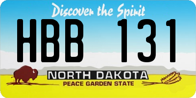 ND license plate HBB131