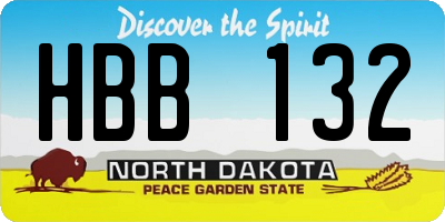 ND license plate HBB132