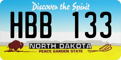 ND license plate HBB133