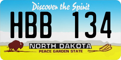 ND license plate HBB134