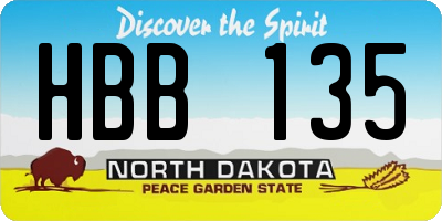 ND license plate HBB135