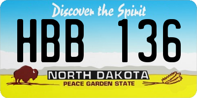 ND license plate HBB136