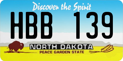 ND license plate HBB139