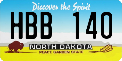 ND license plate HBB140