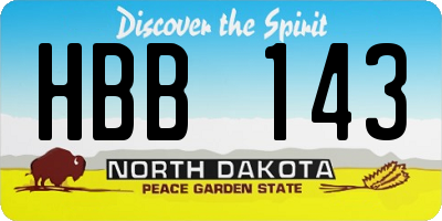 ND license plate HBB143